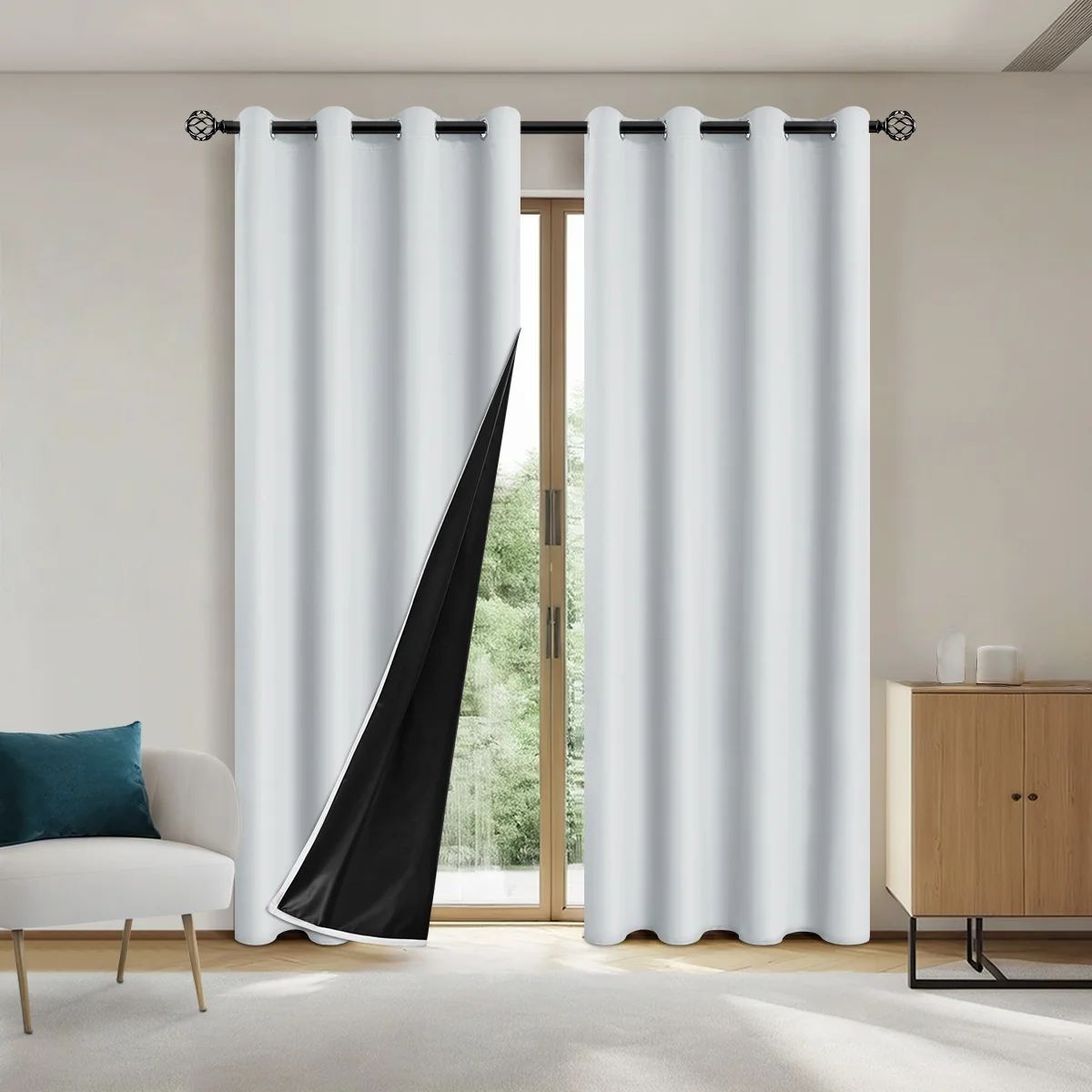 1 rideau occultant noir de 1m x 130cm/160cm/200cm/250cm de large, rideau occultant pour fenêtre, salon, chambre à coucher, décoration de chambre