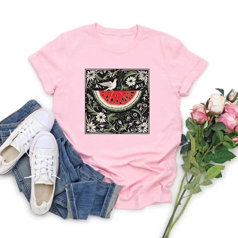 Bandeira da melancia camiseta este não é uma melancia camiseta de manga curta feminina camisetas gráficas amor e paz camiseta streetwear topos