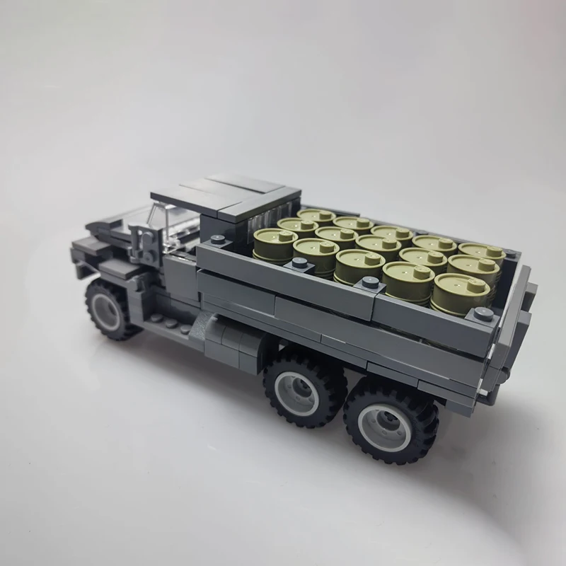 WWII RU Military Oil Transport Truck MOC Building Blocks URAL 6X6 Military Off road Vehicle DIY Zabawka do montażu dla dzieci dla chłopców