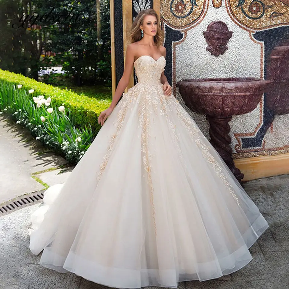 

2022 Elegant Off The Shoulder Sleeveless Wedding Dress A-Line Lace Up Applique Backless Bridal Gown Vestido De Novia