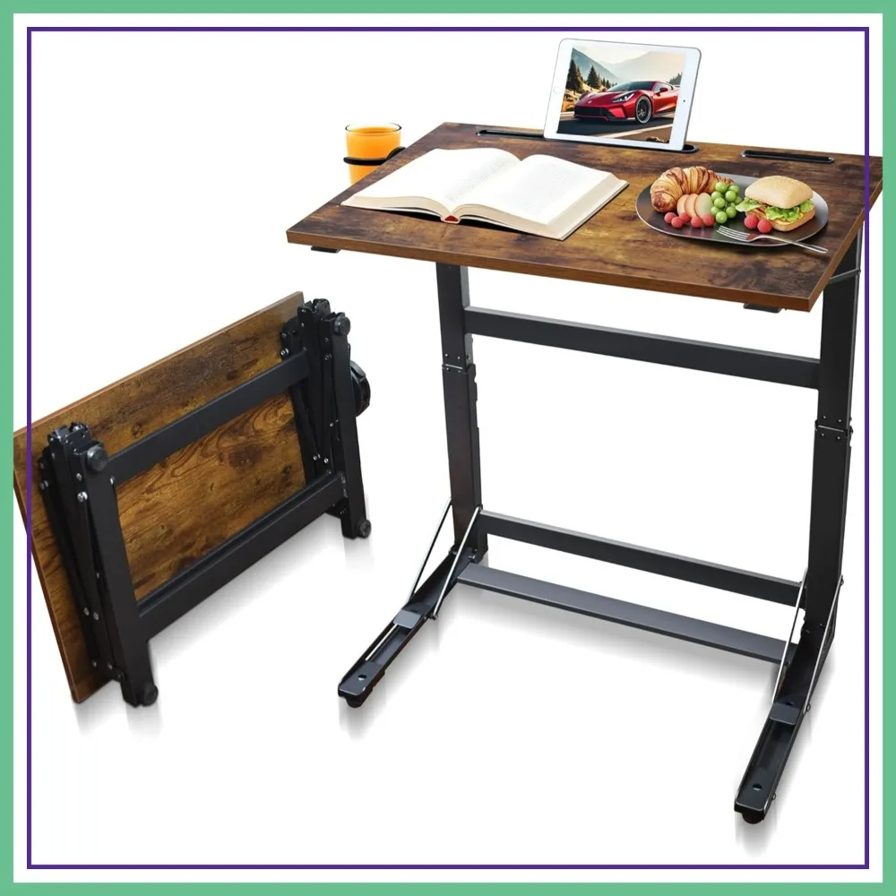

Foldable Couch Table Tray - No Assembly, Large Surface Laptop Stand, C-Shaped Bed Tray, Slide-Under Sofa Table (16" Extra Wide)