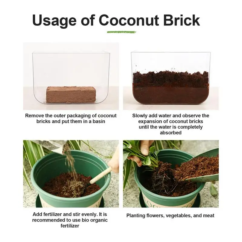 Plants Coco Coir Bricks Organic Compressed Coconut Husk Brick High Expansion Coconut Substrate for Flowers Plants Garden yard