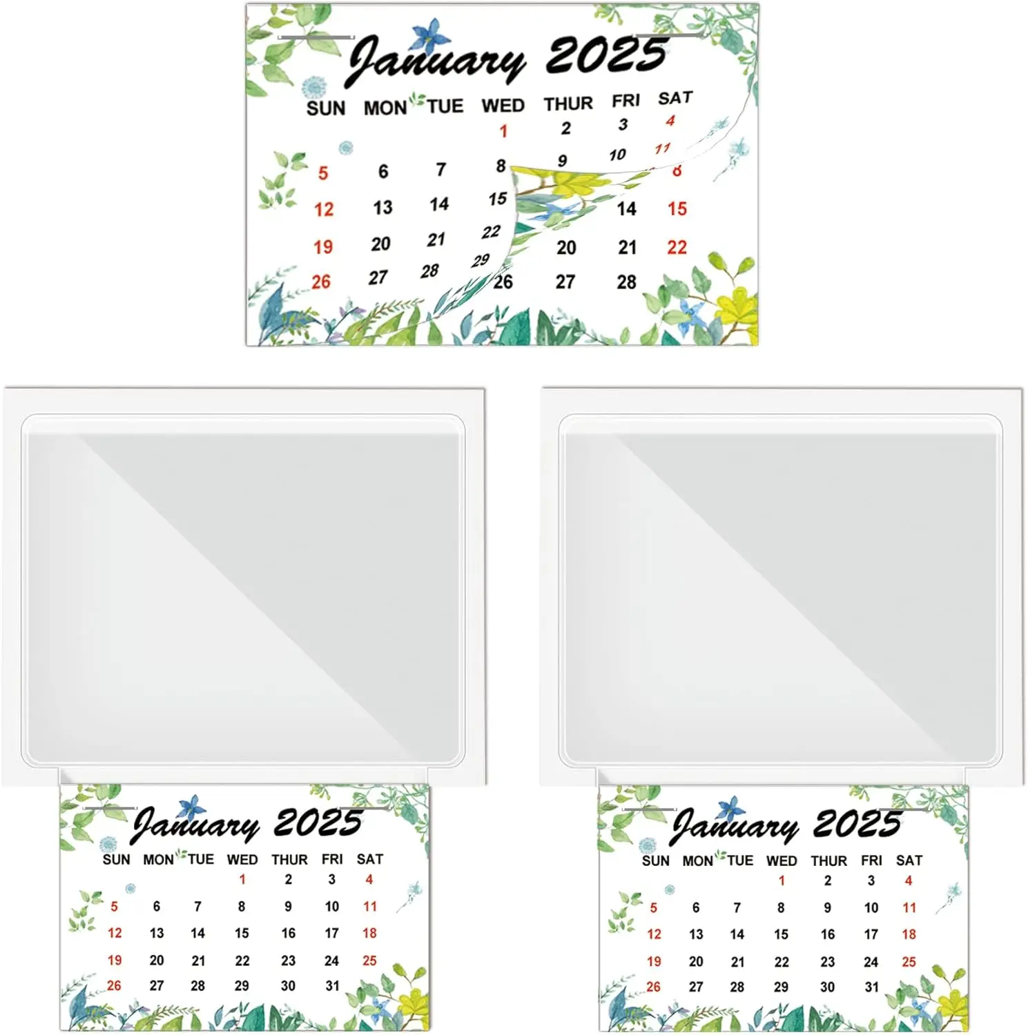 

2025 Peel and Stick Calendar Stickers Card Pocket Holders 2-in-1 Car Calendar Wall Calendar with Blank Clear Pocket 2Pcs