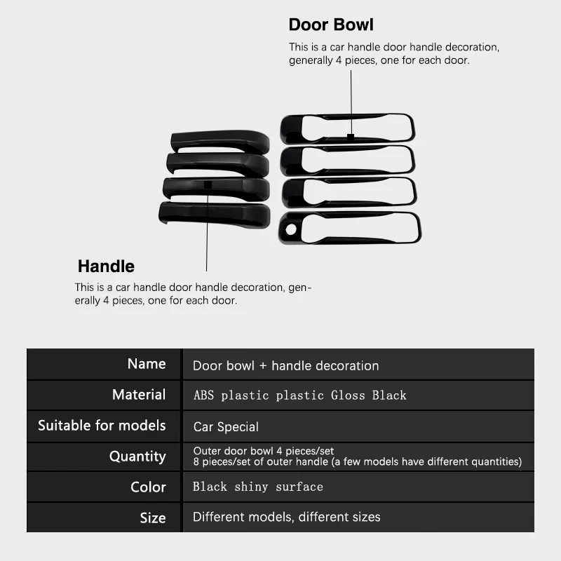 for Dodge Ram Pickup 1500 2500 3500 4000 2009~2018 Gloss Black Smart Door Handle Cover Stickers Trim Car Decorate Accessories