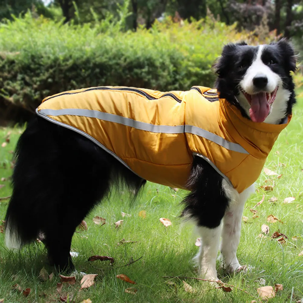 

Thickened Dog Warm Outdoor Puppy Apparel Reflective Strip Safe Night Pet Dog Clothes Pet Clothes Supplies Yellow M L XL