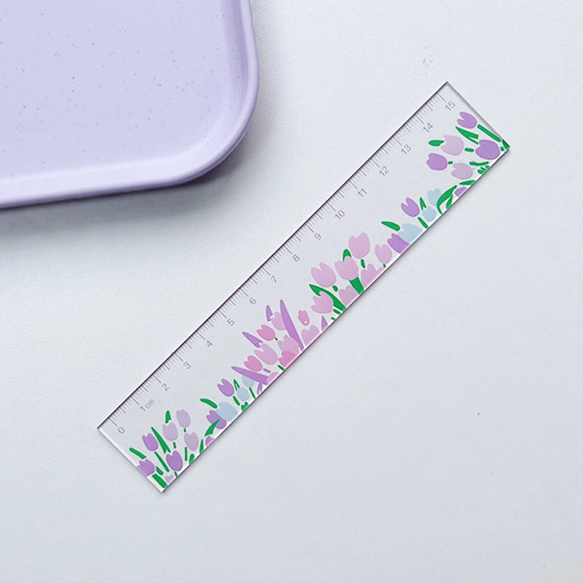 15cm Flowers Ruler Kawaii Stationery Transparent DIY Drawing Tools Regla Cute Student Korean Stationery School Supplies Rulers