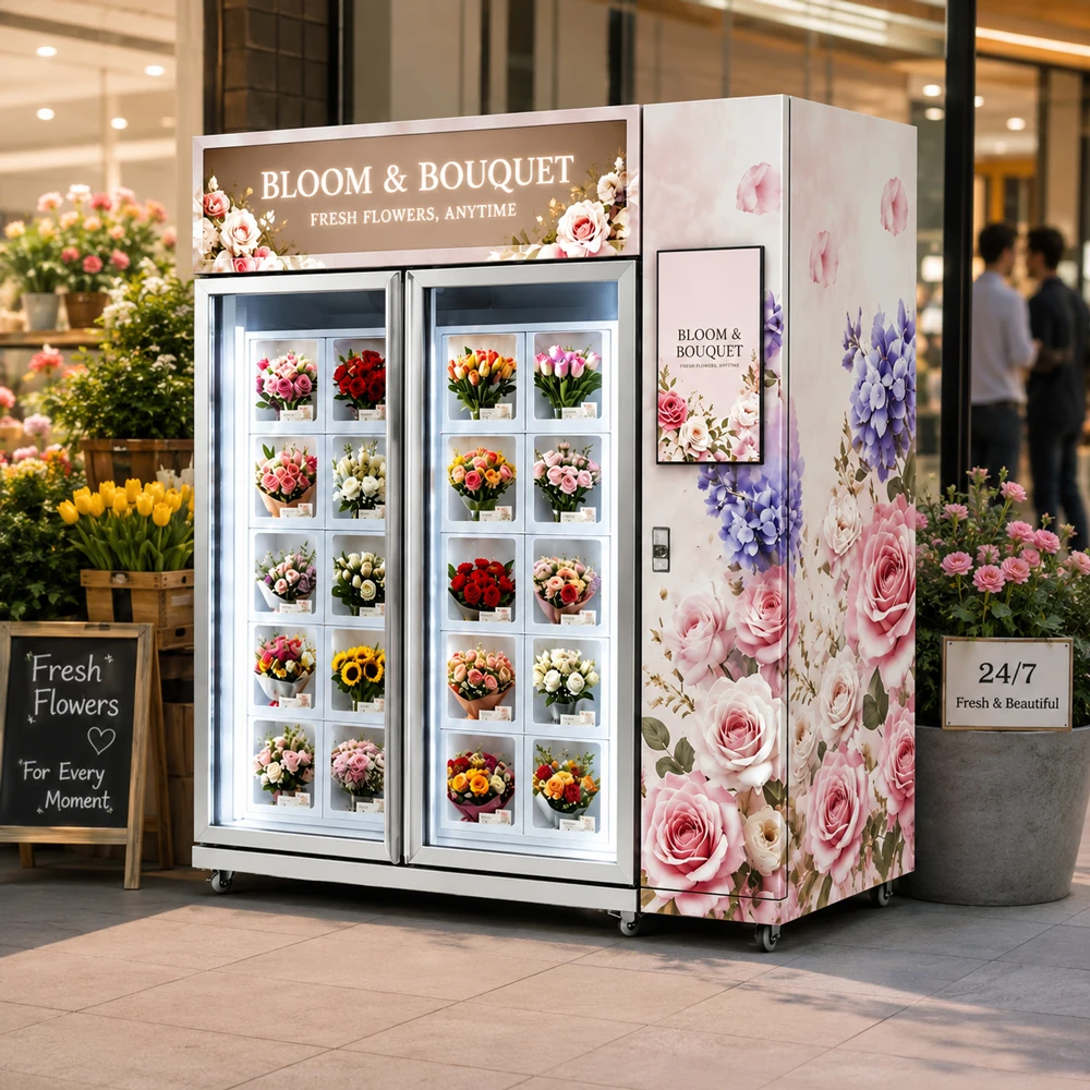FL Hospital Public Area Flower Vending Cabinet Stable Temperature Control Large Capacity Floral Bouquet Storage Locker