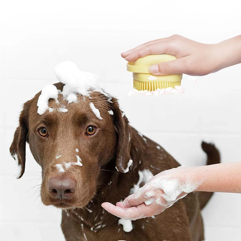 Cepillo de baño para perros y gatos, champú de silicona de seguridad suave para perros y gatos, herramientas de baño limpias