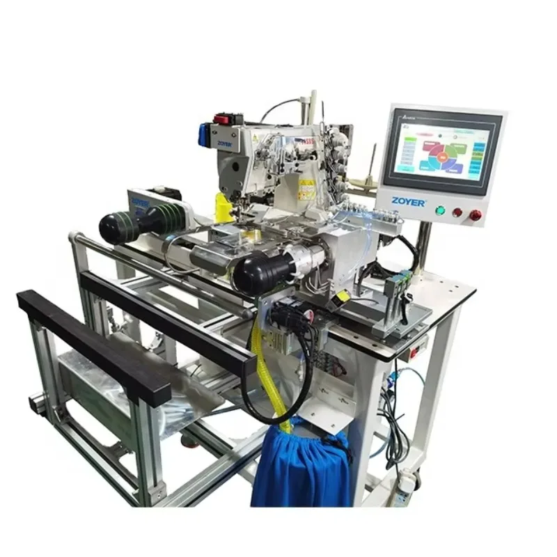 Zoyer ZY600-35XBDA Industrial High Speed Flat-Bed Manual T-shirt Bottom Hem Sewing Machine With Cover-Stitch Motor