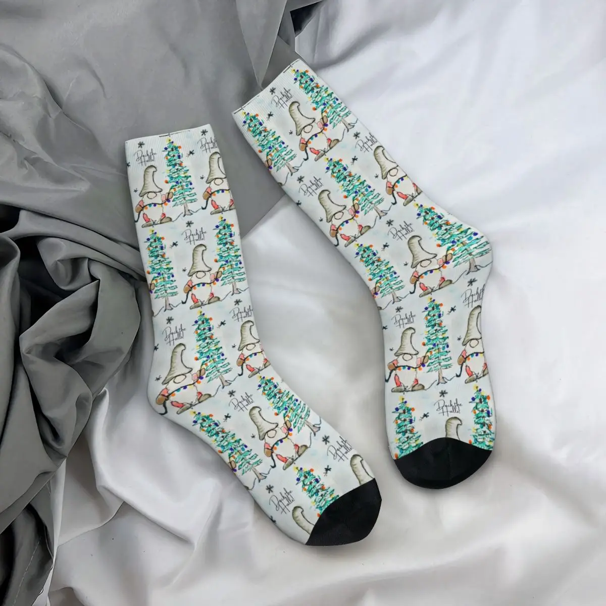 All Seasons Crew Stockings Christmas Gnome With Tree Socks Casual Long Socks for Men Women Gifts