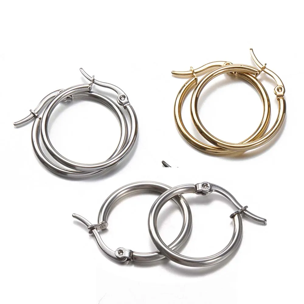 10pcs Stainless Steel Circle Earring 40 50 60 70mm Dangle Earrings Base Setting HoopAccessories for Women DIY Ear Jewelry Making