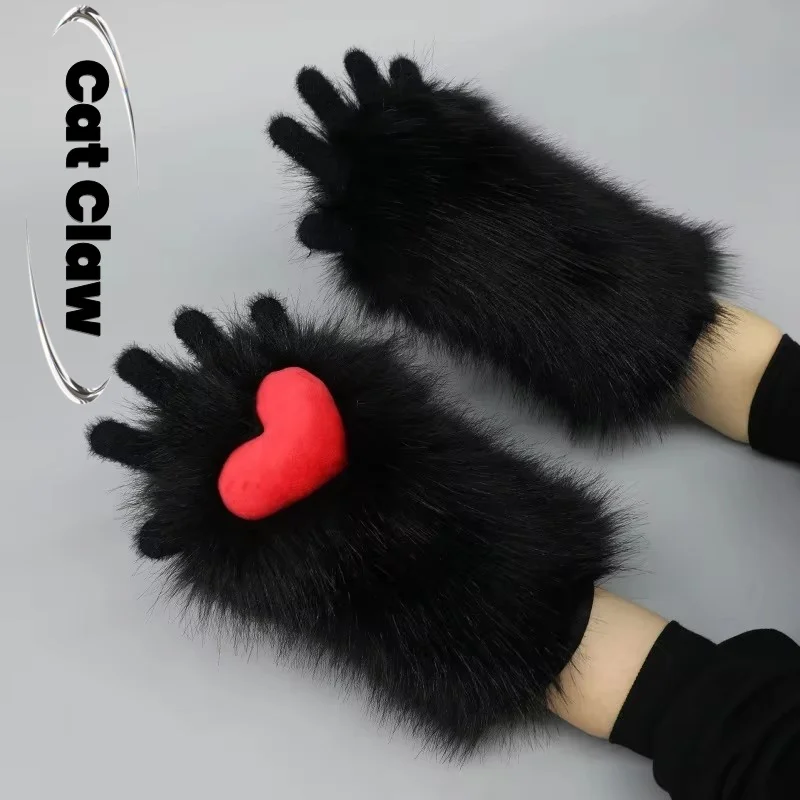 

New Anime Imitation Furry Kig Gloves Animal Love Claw Half Claw Body Pad Furry Cat Claw Gloves Cosplay Accessories Pros