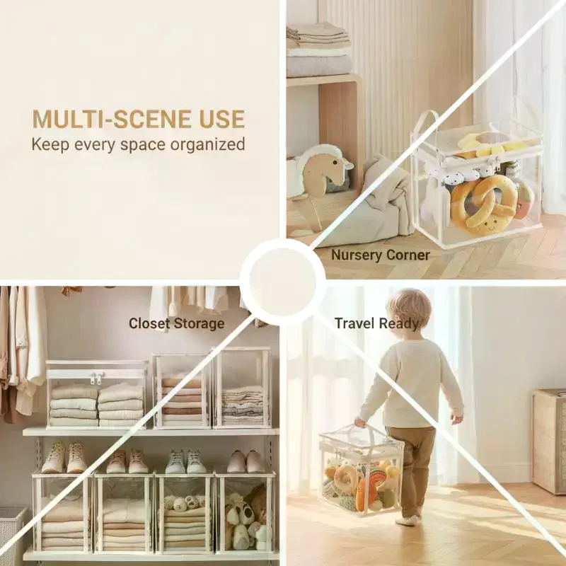 Transparent PVC Storage Bin Zipper Closure Dustproof Portable Organizer for Dolls Toys Clothes Camping Gear Storage〔88〕