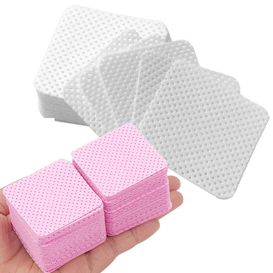 300 Uds. Toallitas de algodón para quitar pegamento de pestañas sin pelusa, almohadillas de algodón de limpieza para herramientas de maquillaje Personal y profesionales