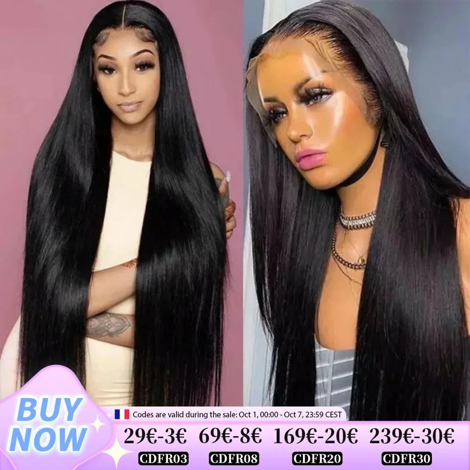 360 Full Lace Wig 13X4 Transparent Lace Front Human Hair Wigs For Women 30 36 Inch Brazilian Bone Straight 13x6 Lace Frontal Wig