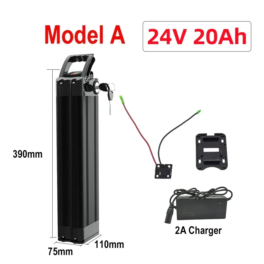 24V/36V/48V Battery Pack 11Ah 15Ah 17Ah 20Ah Silver Fish Li-Ion Batter with 2A Charger, for Silverfish 250W-1000W Bafang Motor image 3