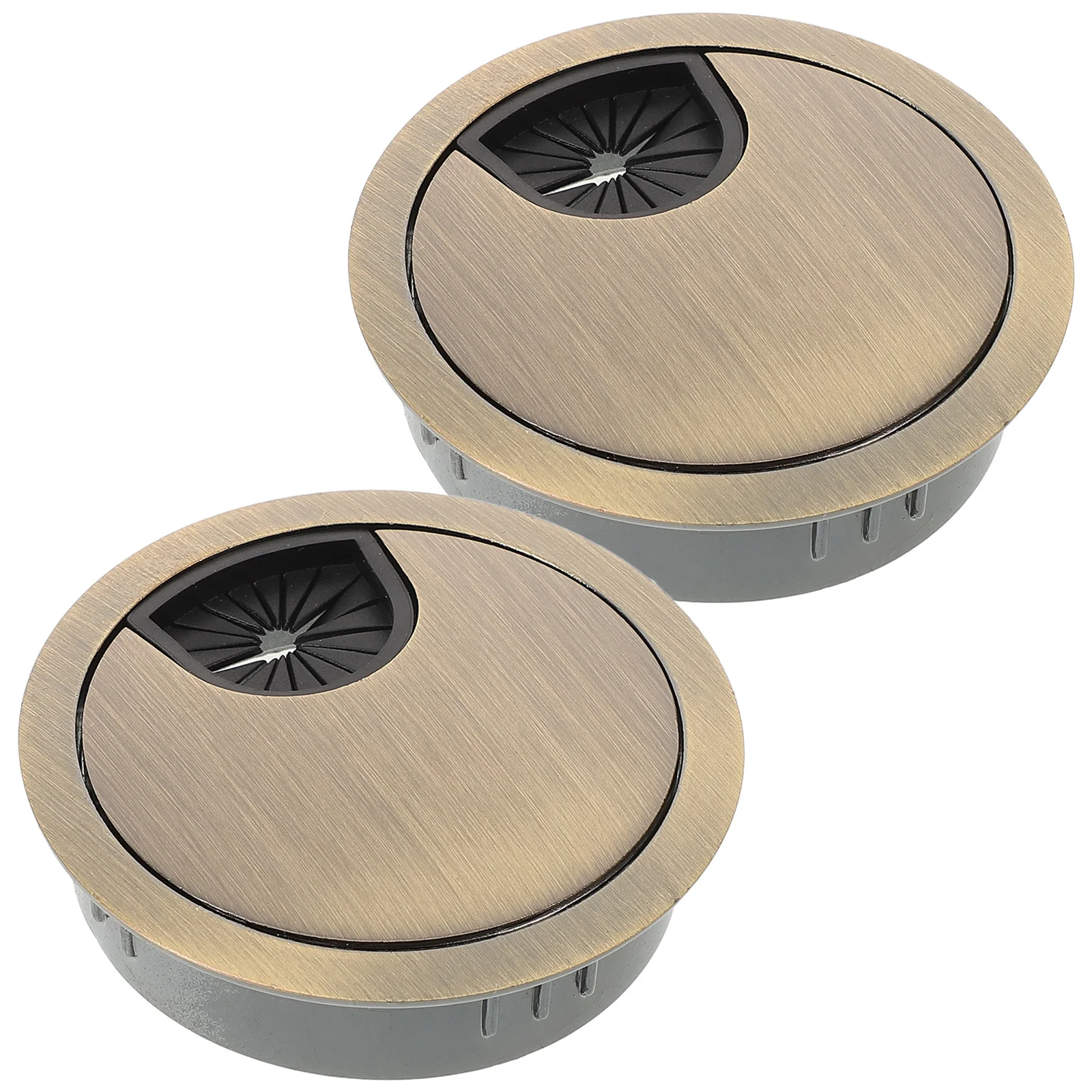 2 قطعة غطاء فتحة الكابل المستديرة سطح المكتب منظم للأسلاك سلك معدني جروميت التوصيل لمحلول إدارة الأسلاك الزخرفية للمكتب