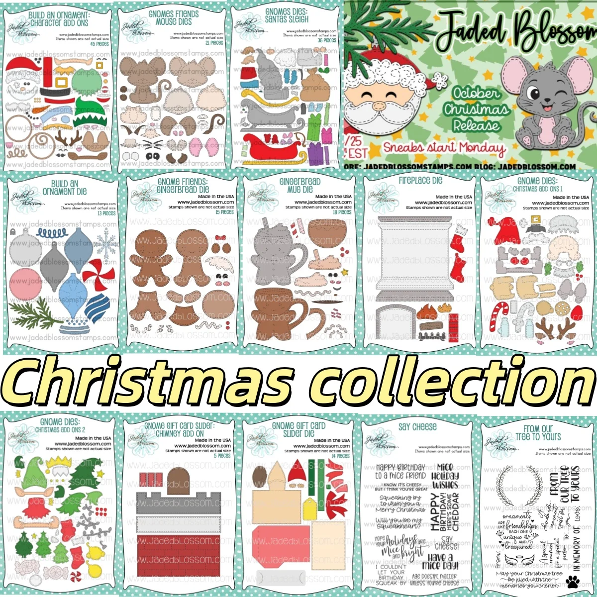 

Christmas Santa Sleigh Gingerbread Snowman Mouse Metal Cutting Dies Stencil Clear Stamps For DIY Greeting Card Template Supplies