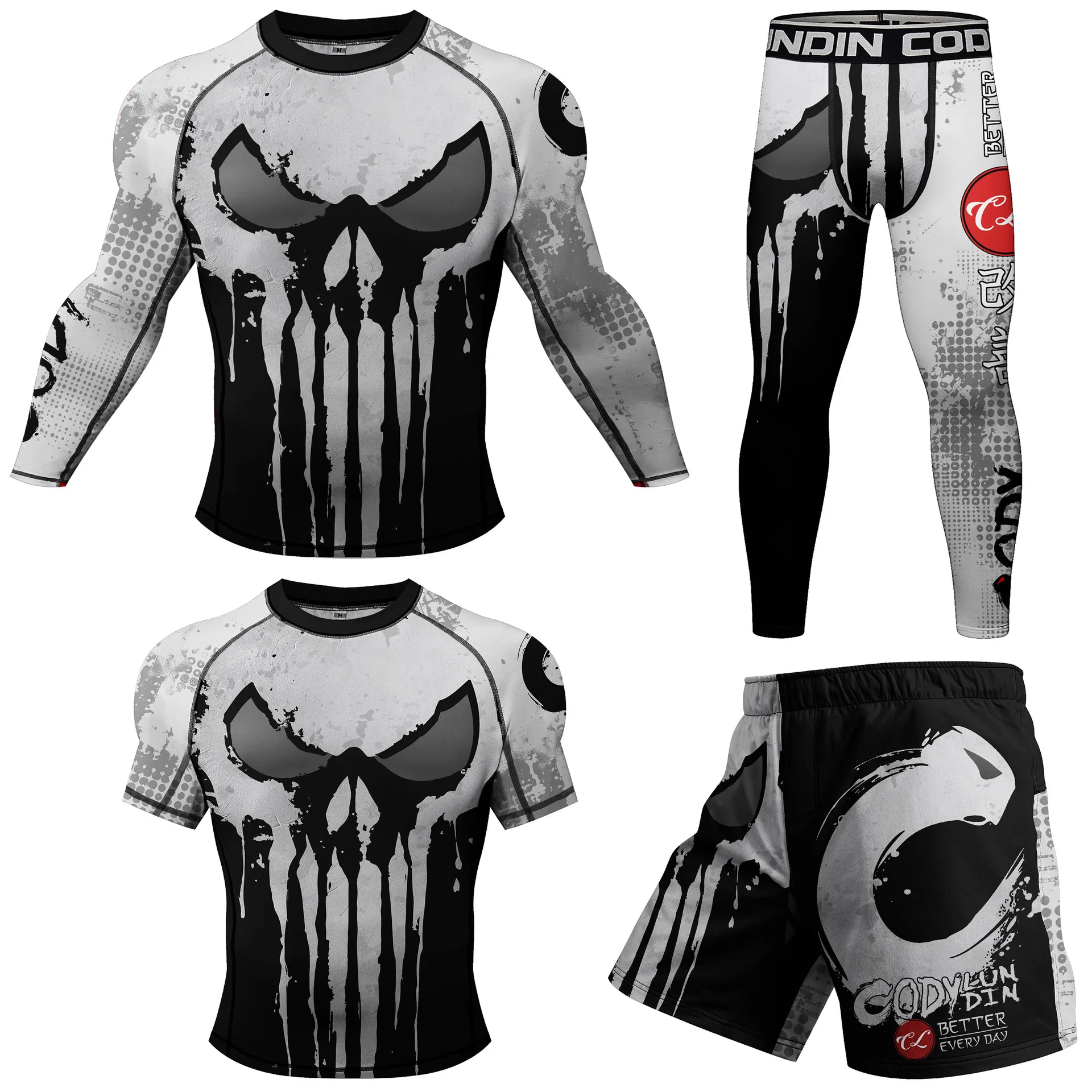 

Men's Running Compression Sportswear Gym Clothing MMA Jiu jitsu Muay Thai Tracksuit Training Fitness Workout Sport Boxing Set