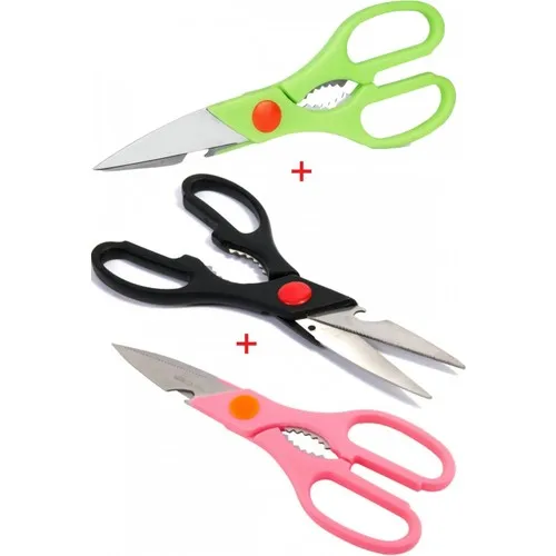 Tilbe Home 3 Pcs Kitchen Scissors Multi-Purpose Lid Opener Walnut Crusher Stainless Steel Meat and Vegetable Cutting Scissors