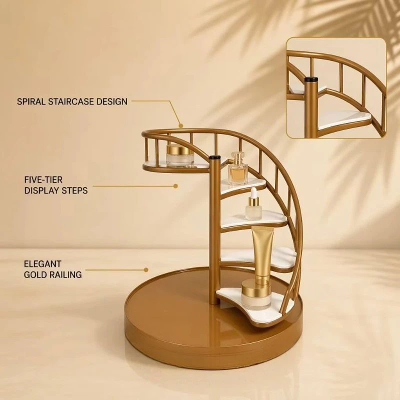 Creative spiral staircase five floor acrylic modern portable cosmetics display frame perfume frame round base