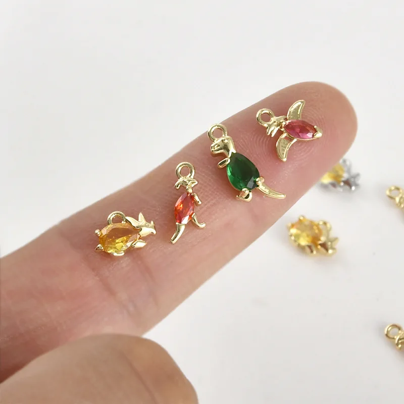 14k Electroplated Real Gold Color Retention Zircon Dinosaur Pendant Pendant DIY Handmade Bracelet Necklace Earrings Accessories