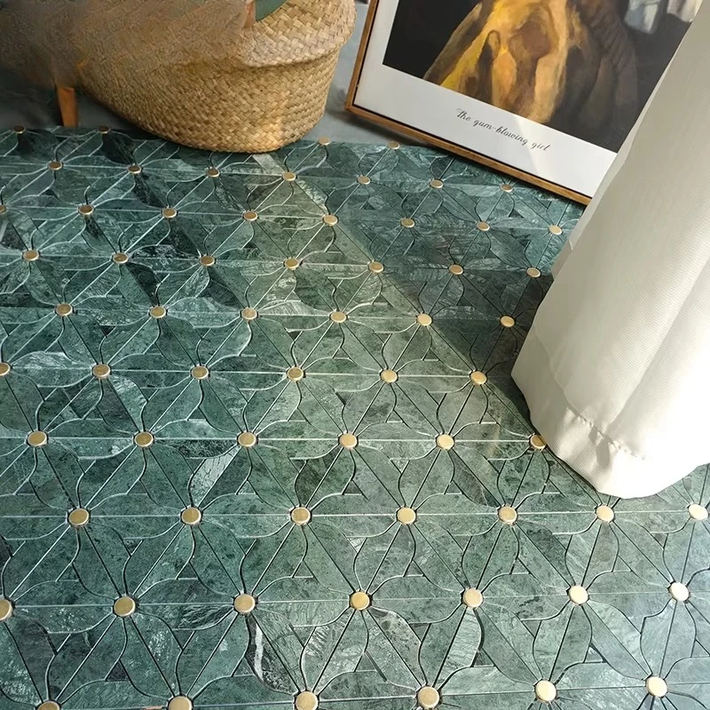 Marmor-Mosaikfliesen Schneeflockenweiß Küche Balkon rutschfeste Bodenfliesen
