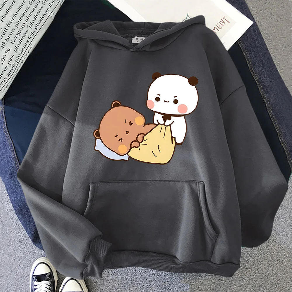 Wake Up Lazy DuDu It’s Shopping Time Hoodies Cute Bubu Panda Bear Print Sweatshirt Korean Styele Tops Women Clothes Men Pullover