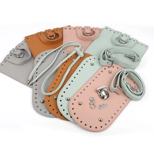 Imagen 2 del producto 1 Juego de mochila hecha a mano Diy, accesorios para bolso de hombro para mujer, correa para bolso de cuero, cubierta inferior con Hardware para bolso de ganchillo
