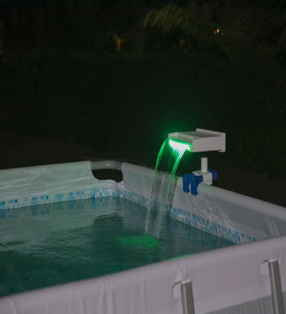 Soothing LED Waterfall Pump | Made for Above Ground Swimming Pools | Features 8 Different Color Modes