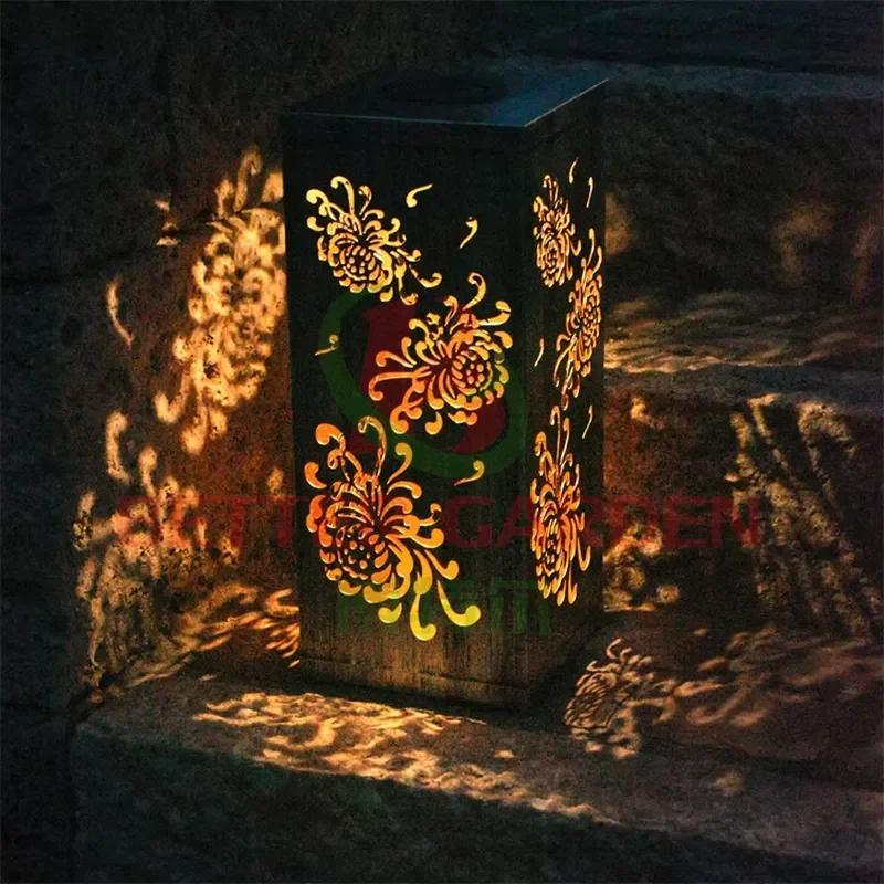 Outdoor Lights Garden Landscape Rusty Metal Bollard Rust Colour Sculpture Corten Steel Grden Light