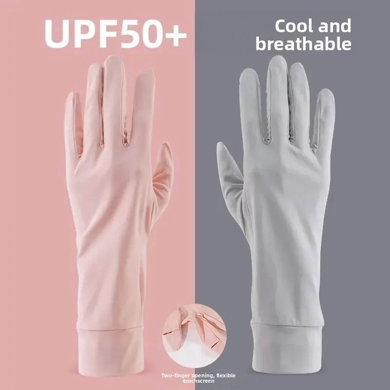 

Sun Protection Ice Silk Thin Outdoor Cycling Gloves Ladies Anti UV Touch Screen ible Lightweight Breathable Slip Resistant