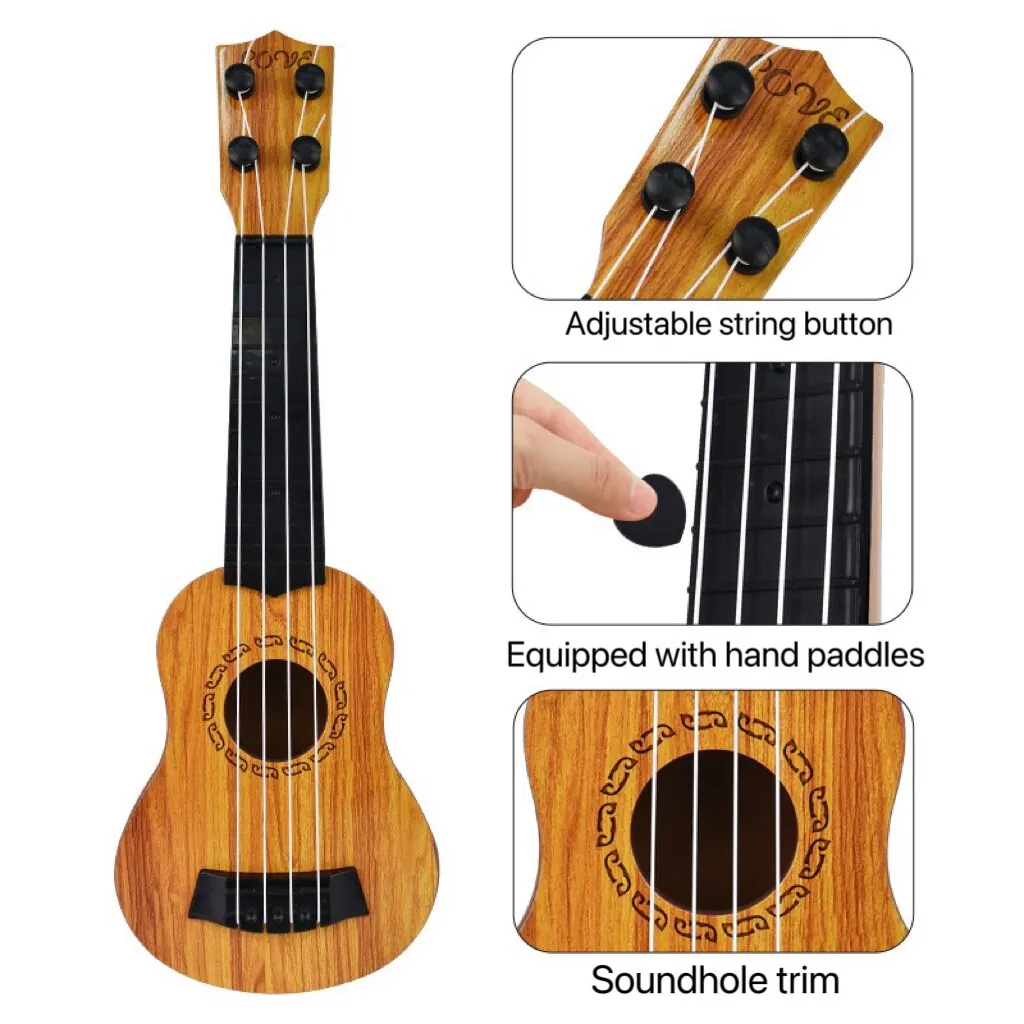 Ukelele De Juguete De 35 Cm Para Niños – Instrumento Musical De Madera Con Buen Sonido, Ideal Para Aprendizaje Y Diversión, Regalo Infantil