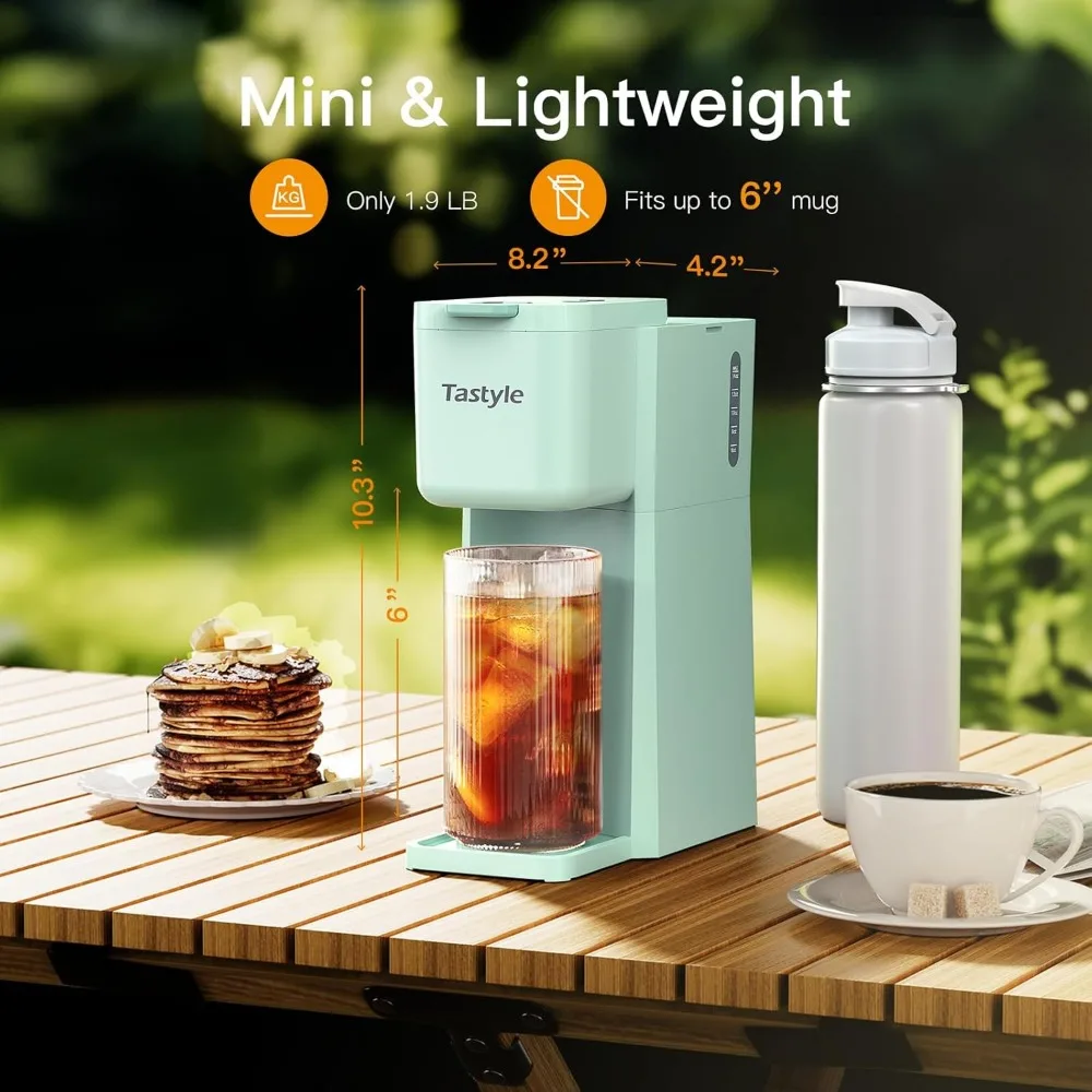 ماكينة صنع القهوة الساخنة والمثلجة الصغيرة، للاستخدام الفردي، لكوب K والمطحونة، مقاسات المشروب من 6 إلى 14 أونصة، مع كتاب الوصفات، للمنزل والنعناع