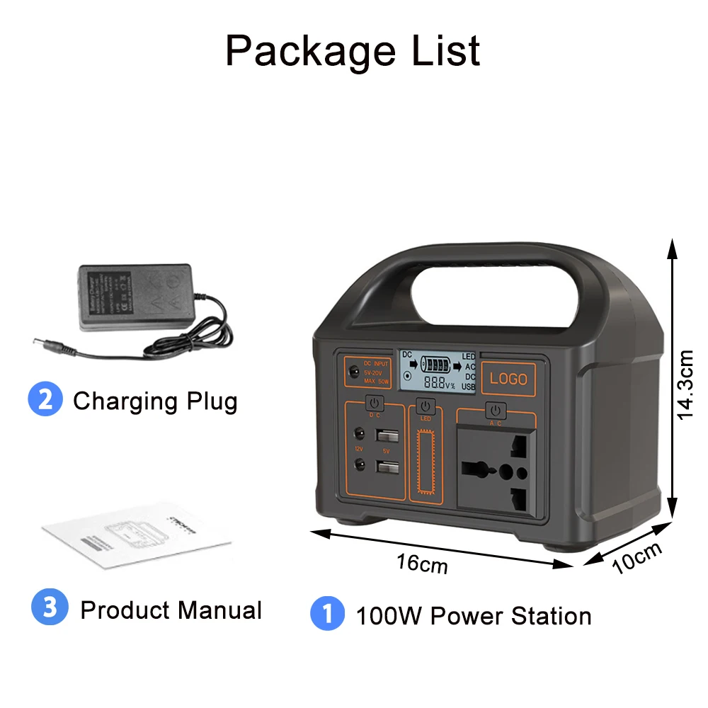 Imagem -05 - Estação de Energia Portátil Gerador Solar Banco de Energia Móvel de Emergência ao ar Livre Lifepo4 para Acampar Led Power 100w 220v 110v 24000mah