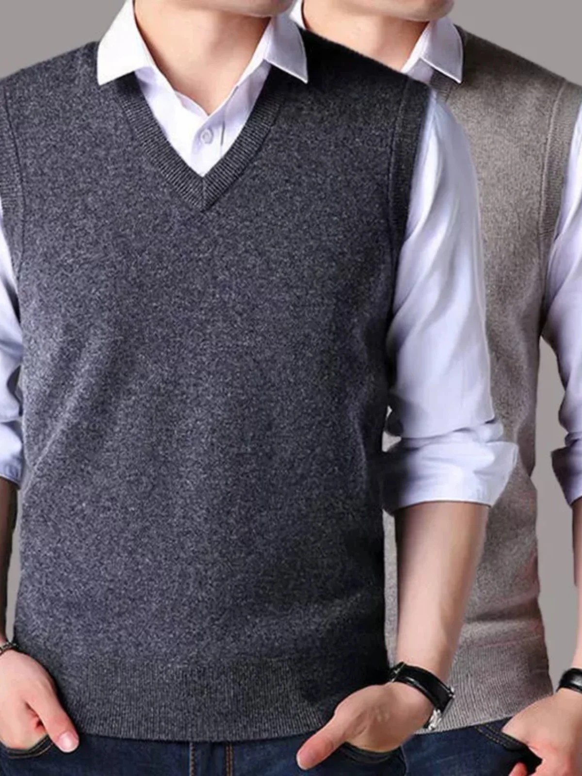 

Men's V-Ne Knitted Sweater Vest Warm Woolen Svel Top Faionable Autumn Wear Comfortable Medium Gauge Knitwear