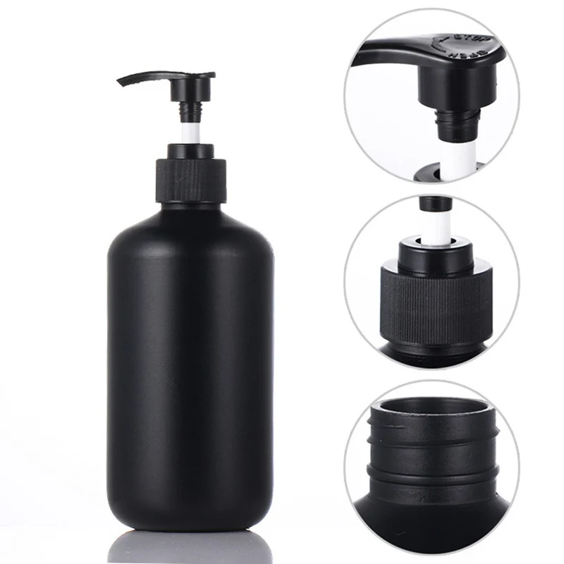 300/500ML Matte Black Liquid Soap Dispenser Refillable Shampoo Conditioner Body Lotion Container for Bathroom Supplies Hotel image 3