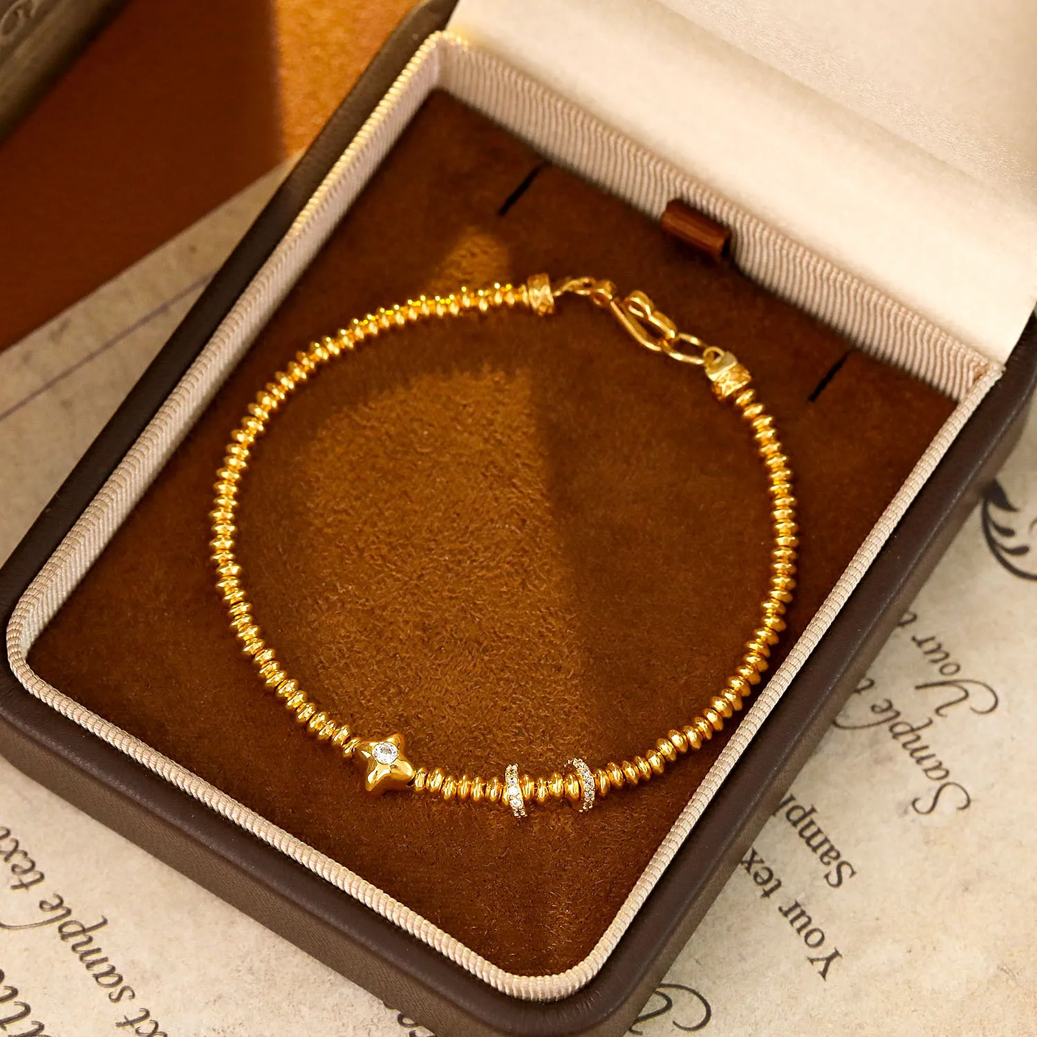 New Chinese Retro Style High Quality Abacus Bead Good Luck Transfer Bracelet Same As Gold Store Ancient Gold Daily Wear Jewelry