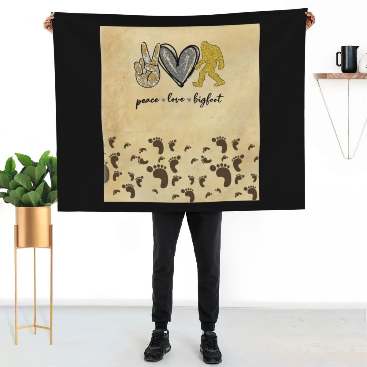 Vintage BigFoot Knowedge Peace Love Bigfood Throw Blanket Multi-Purpose for winter Plush Soft Sofa Bed Fashionable Blankets