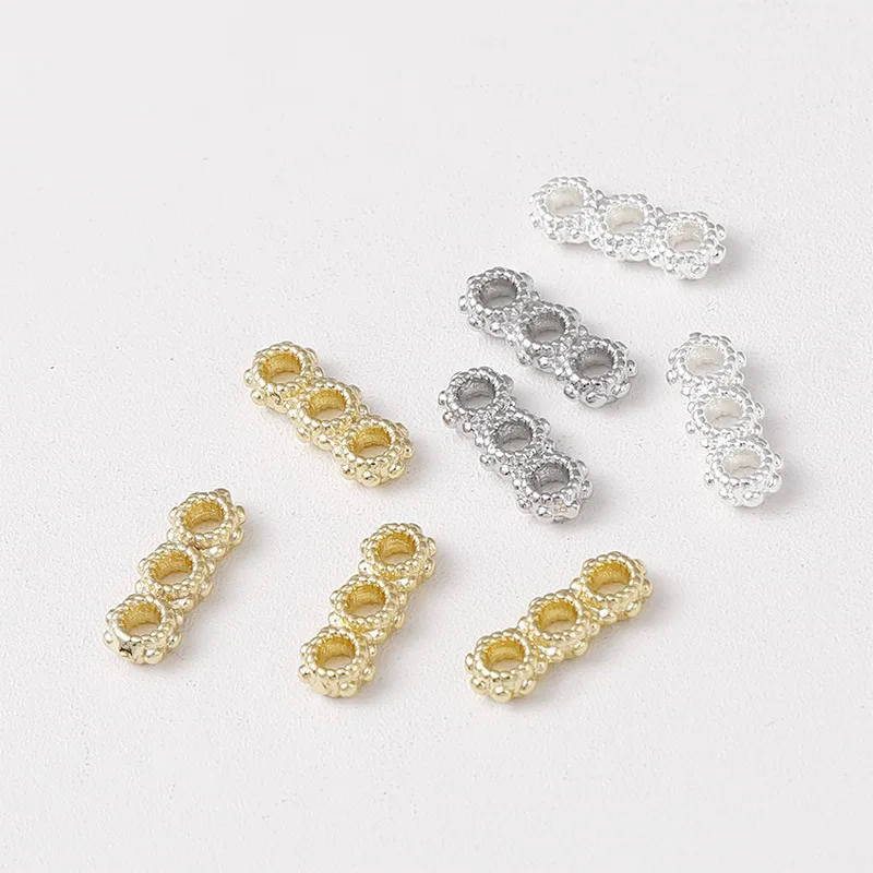 10Pcs Brass 3-Hole Spacers Multi Strands Separators Bar,Slider Spacer Beads Connector Link Bar for Diy Jewelry Bracelet Making