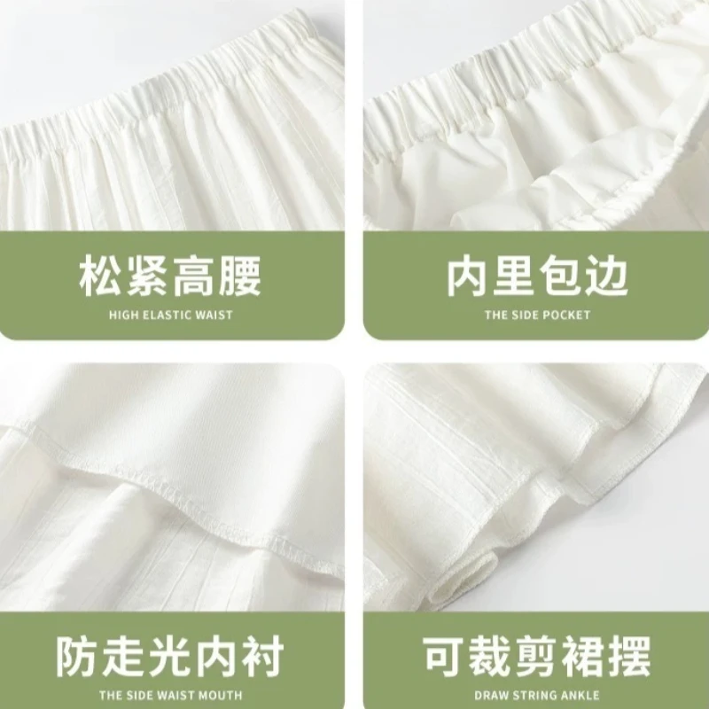 Zeyla blanc doux a-ligne jupe 2025 été taille élégante évasée coupe ajustée Midi taille haute en mousseline de soie jupe fluide