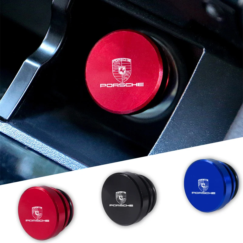 Car Metal Cigarette Lighter Button Cap Dustproof Cover Socket Accessory For Porsche 911 718 Taycan Panamera Cayenne Macan Cayman