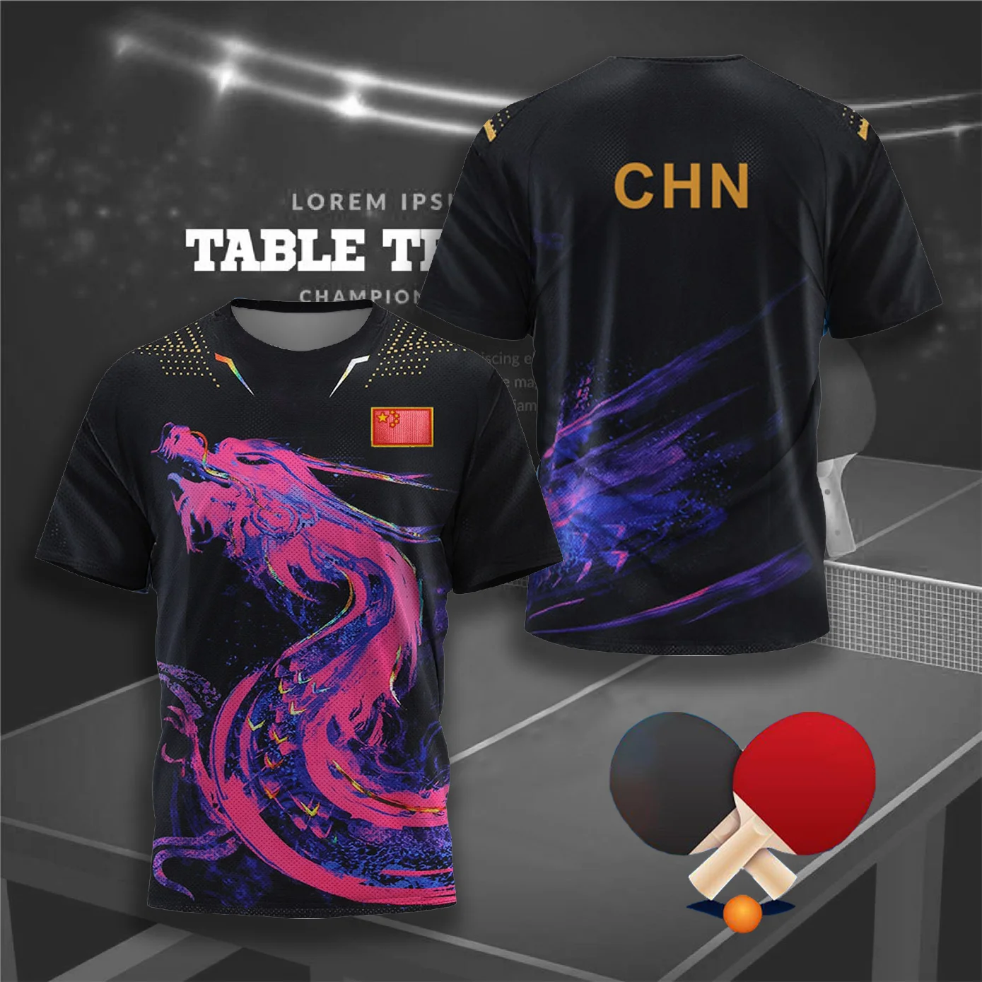 CHINA Dragon Table Tennis Graphic T Shirt for Men Clothing Fashion Badminton Sports T-shirt Ping Pong Jersey Gym Fitness Shirts