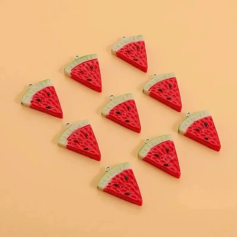 10 Pack Mini Watermelon Slice Resin Charms Fruit Pendants DIY Jewelry Supplies For Earrings Necklaces Keychains Accessories