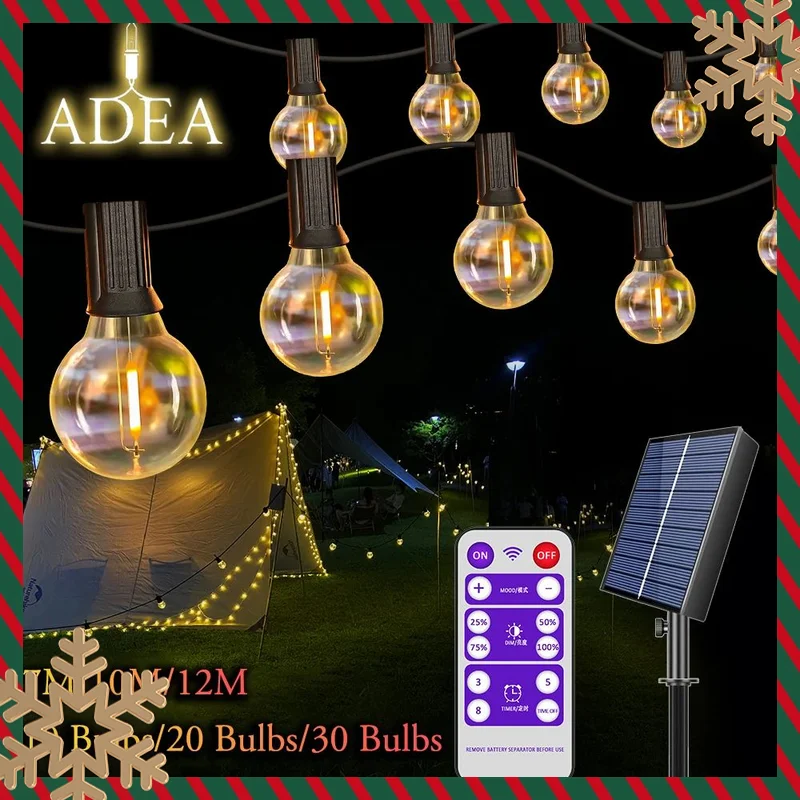 12M 30 LEDS G40 Solar Lichtslingers Buitenterrasverlichting Solar USB Aangedreven Waterdichte Globe Hanglampen Onbreekbaar