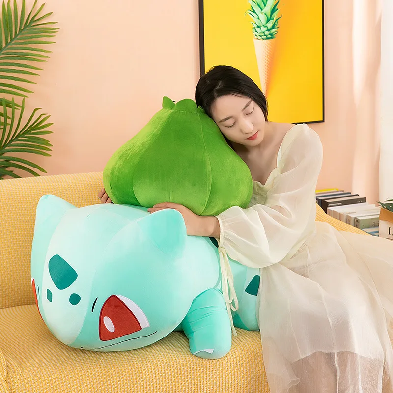 20-60CM Giant Bulbasaur Plush Toy Cartoon Anime Stuffed Doll Cute Soft Throw Pillow Kawaii Home Decor Children's Birthday Gifts