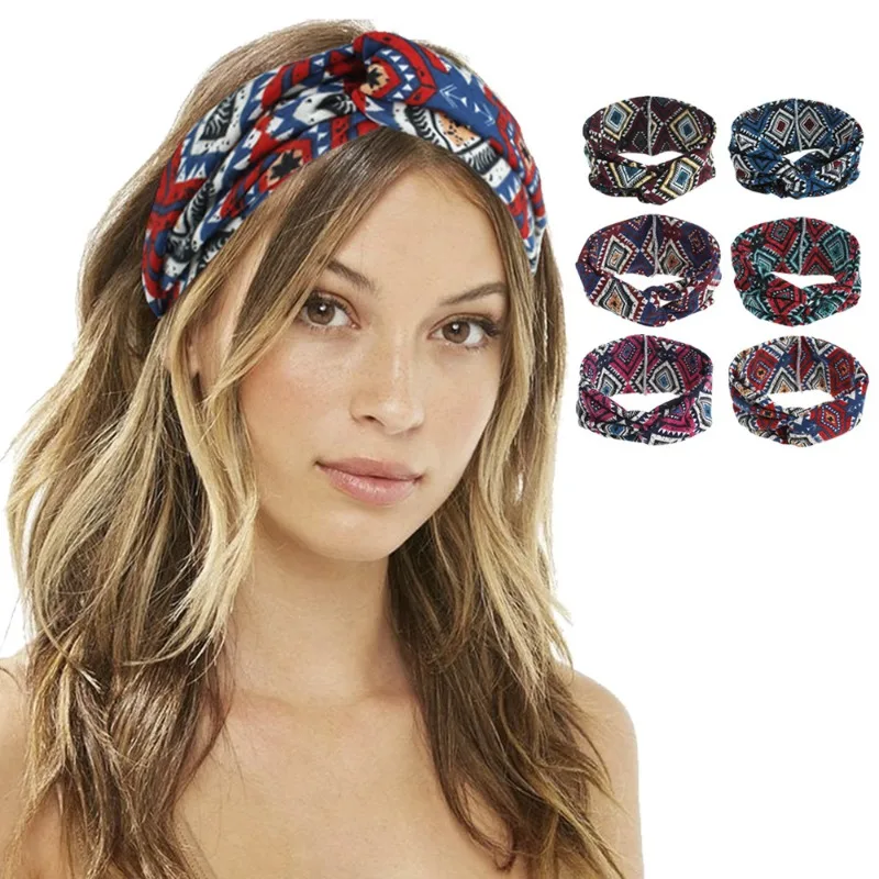 

Fashion Women Boho Flower Wide Girls Hair Bands Print Headbands Knot Elastic Turban Bandage Bandanas HairBands Hair Accessories