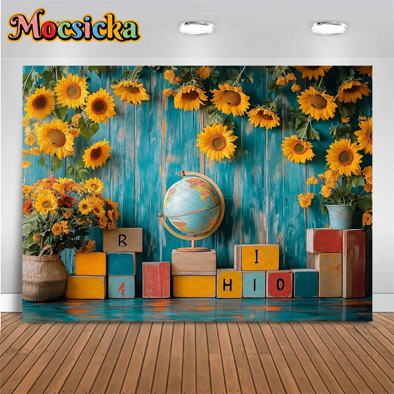 Mocsicka bebé arte pintura fotografía telón de fondo globo de girasol colorido Graffiti decoración escuela estudiante niños foto fondo