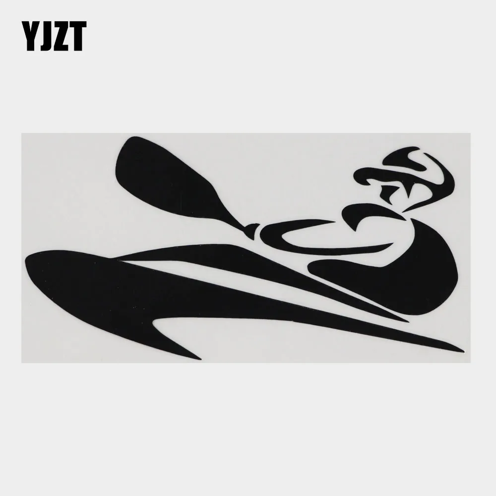 YJZT 15.4CM×8.3CM Kayak Competitive Outdoor Sports Car Sticker Vinyl Black/Silver 8A-1235