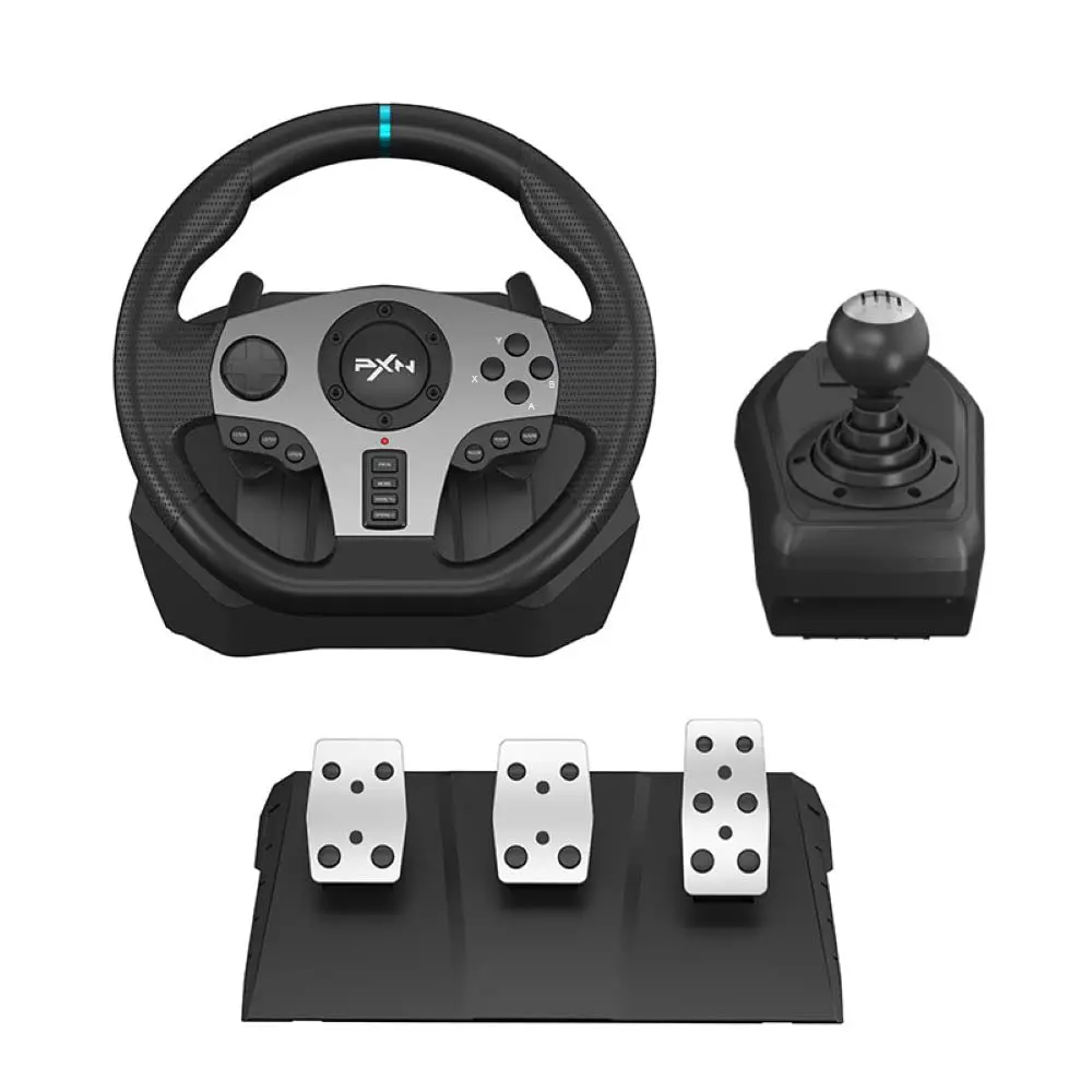

V9 Universal Racing Wheel for PC/PS4/Xbox/Switch,270/900°,3 Pedals+Shifter,Black